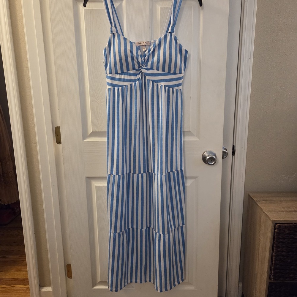 Harlow and Rose sz L petite striped maxi dress NWT coastal resort beach summer